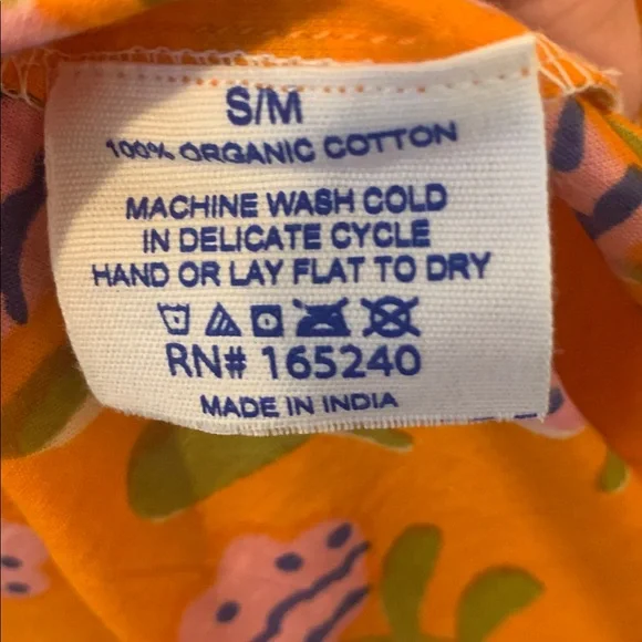 Floral Orange Blouse with Pink Accents. Good Boyfriend cotton block print cotton - Picture 4 of 5